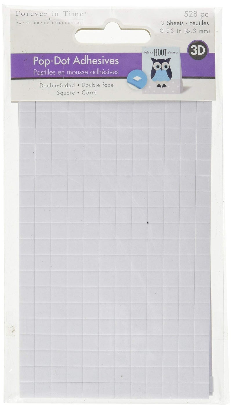 Forever in Time PD108 3D Pop Dots Square Dual-Adhesive Foam Mount, 1/4-Inch, 528 Per Package, White